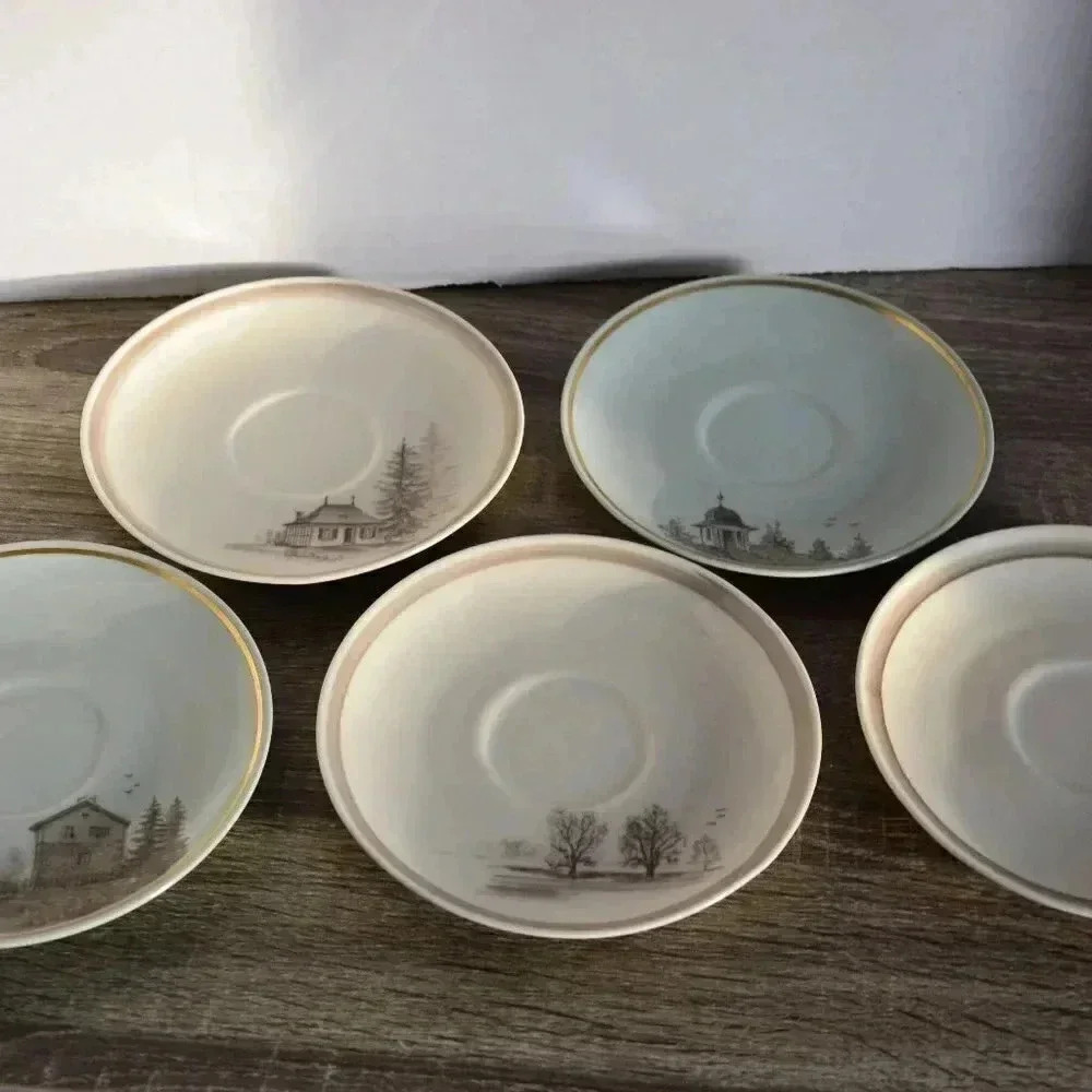 Vtg Hand Painted Saucers